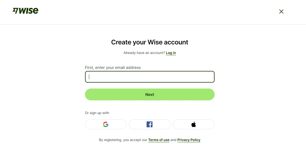 Wise signup email verification step for Saudi Arabia users